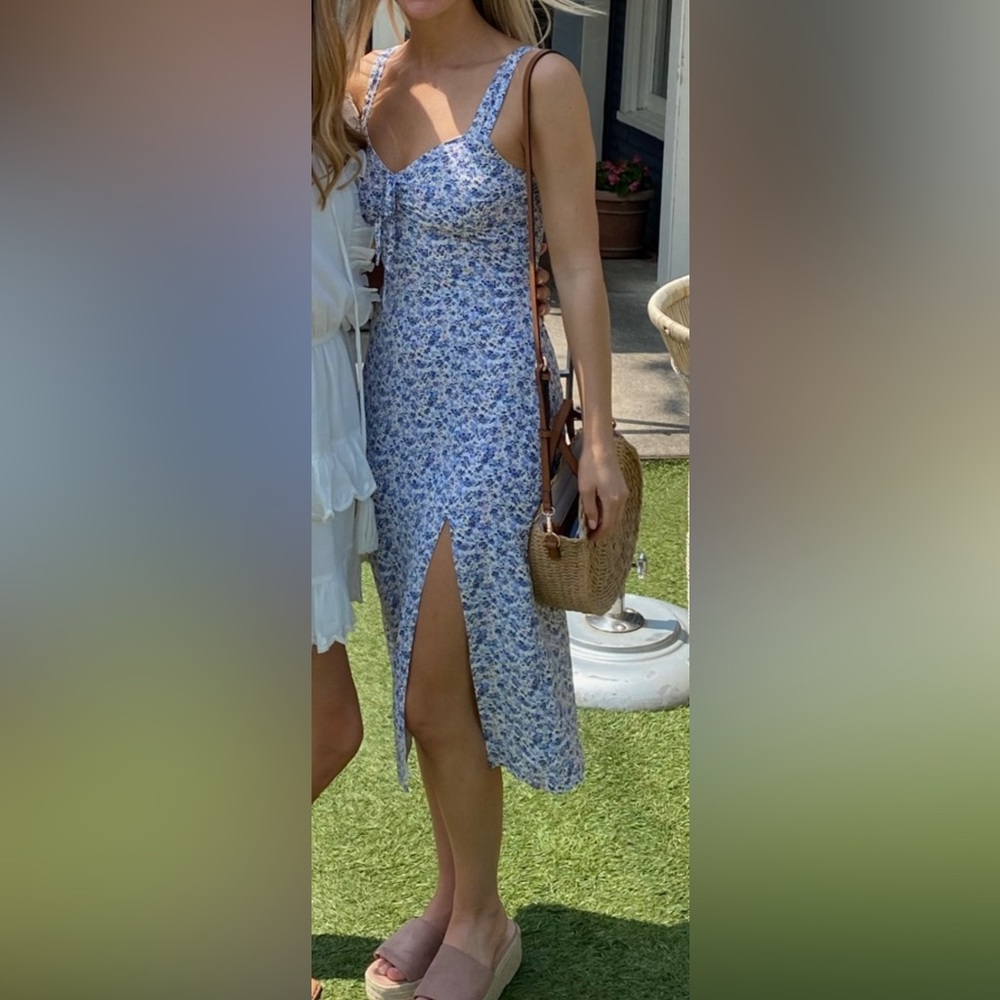 Abercrombie & Fitch Blue and White Ditsy Floral MIDI dress